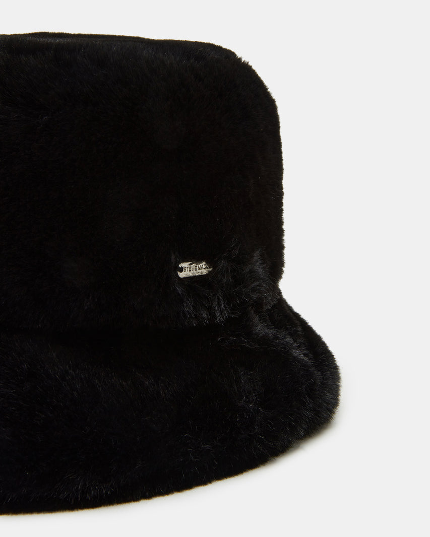 FAUX FUR BUCKET HAT BLACK