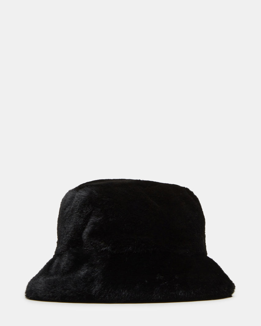 FAUX FUR BUCKET HAT BLACK